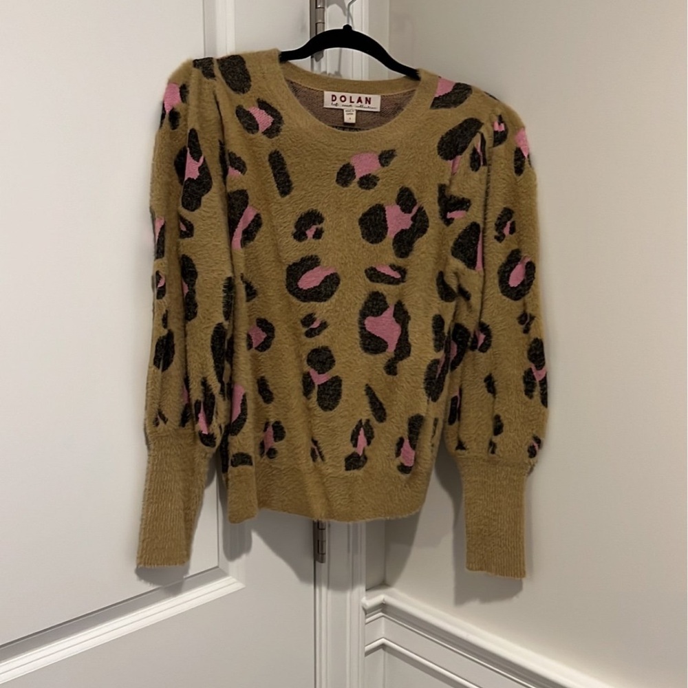 Dolan Women's Animal Print Sweater - Tan and Pink